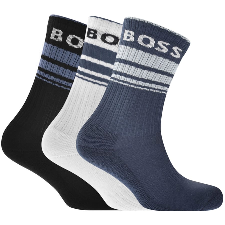 BOSS 3 Pack Stripe Logo SocksBOSS 3 Pack Stripe Logo Socks Male One Size